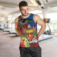 Personalised Fiji and Rotuma Together Men Tank Top Fjian Masi and Pacific Pattern Mix Culture