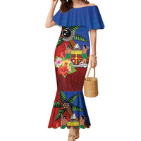 Personalised Fiji and Rotuma Together Mermaid Dress Fjian Masi and Pacific Pattern Mix Culture LT03 Women Red - Polynesian Pride