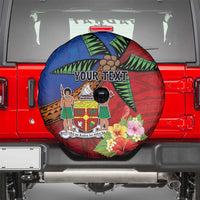 Personalised Fiji and Rotuma Together Spare Tire Cover Fjian Masi and Pacific Pattern Mix Culture