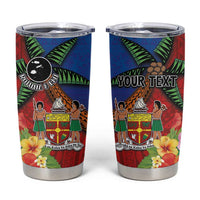 Personalised Fiji and Rotuma Together Tumbler Cup Fjian Masi and Pacific Pattern Mix Culture