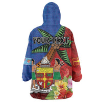 Personalised Fiji and Rotuma Together Wearable Blanket Hoodie Fjian Masi and Pacific Pattern Mix Culture