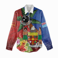 Personalised Fiji and Rotuma Together Women Casual Shirt Fjian Masi and Pacific Pattern Mix Culture LT03 - Polynesian Pride