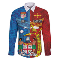 Personalised Fiji and Rotuma Together Family Matching Tank Maxi Dress and Hawaiian Shirt Tapa and Pacific Art Pattern with Cultural Emblems Half Style