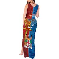 Personalised Fiji and Rotuma Together Tank Maxi Dress Tapa and Pacific Art Pattern with Cultural Emblems Half Style