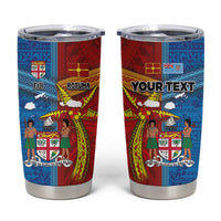 Personalised Fiji and Rotuma Together Tumbler Cup Tapa and Pacific Art Pattern with Cultural Emblems Half Style