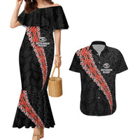 Custom New Zealand Rugby Couples Matching Mermaid Dress and Hawaiian Shirt Maori and Silver Fern Half Style LT03 Black - Polynesian Pride