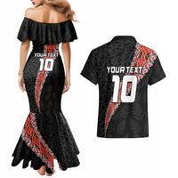 Custom New Zealand Rugby Couples Matching Mermaid Dress and Hawaiian Shirt Maori and Silver Fern Half Style LT03 - Polynesian Pride