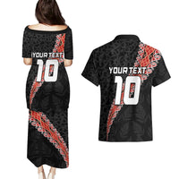 Custom New Zealand Rugby Couples Matching Puletasi and Hawaiian Shirt Maori and Silver Fern Half Style LT03 - Polynesian Pride