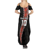Custom New Zealand Rugby Summer Maxi Dress Maori and Silver Fern Half Style