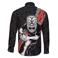 New Zealand Maori Warrior Rugby Family Matching Off The Shoulder Long Sleeve Dress and Hawaiian Shirt Maori and Silver Fern Half Style