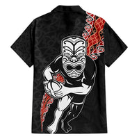 New Zealand Maori Warrior Rugby Hawaiian Shirt Maori and Silver Fern Half Style