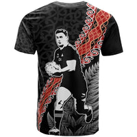 New Zealand Maori Rugby Player T Shirt Maori and Silver Fern Half Style