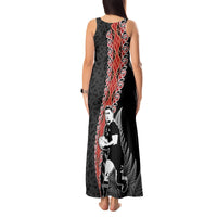 New Zealand Maori Rugby Player Tank Maxi Dress Maori and Silver Fern Half Style LT03 - Polynesian Pride