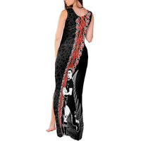 New Zealand Maori Rugby Player Tank Maxi Dress Maori and Silver Fern Half Style LT03 - Polynesian Pride