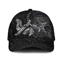 Hawaiian Monk Seal and Whale Classic Cap Kakau Tribal Pattern Grayscale
