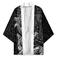 Hawaiian Monk Seal and Whale Kimono Kakau Tribal Pattern Grayscale