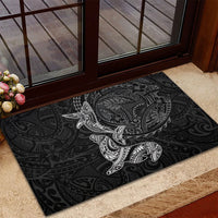 Hawaiian Monk Seal and Whale Rubber Doormat Kakau Tribal Pattern Grayscale