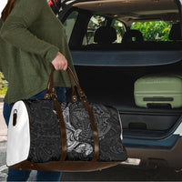 Hawaiian Monk Seal and Whale Travel Bag Kakau Tribal Pattern Grayscale