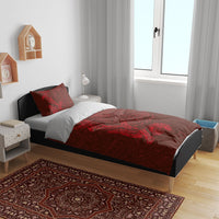 Hawaiian Monk Seal and Whale Bedding Set Kakau Tribal Pattern Red Color