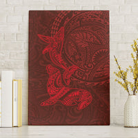 Hawaiian Monk Seal and Whale Canvas Wall Art Kakau Tribal Pattern Red Color