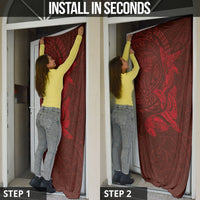 Hawaiian Monk Seal and Whale Door Cover Kakau Tribal Pattern Red Color