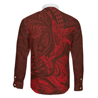 Hawaiian Monk Seal and Whale Family Matching Puletasi and Hawaiian Shirt Kakau Tribal Pattern Red Color LT03 - Polynesian Pride