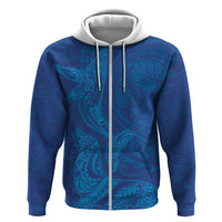 Hawaiian Monk Seal and Whale Hoodie Kakau Tribal Pattern Blue Color