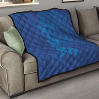 Hawaiian Monk Seal and Whale Quilt Kakau Tribal Pattern Blue Color