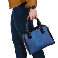 Hawaiian Monk Seal and Whale Shoulder Handbag Kakau Tribal Pattern Blue Color