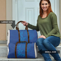 Hawaiian Monk Seal and Whale Travel Bag Kakau Tribal Pattern Blue Color