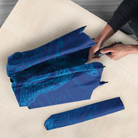 Hawaiian Monk Seal and Whale Umbrella Kakau Tribal Pattern Blue Color