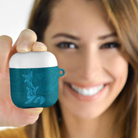 Hawaiian Monk Seal and Whale AirPods Case Kakau Tribal Pattern Teal Color