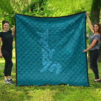 Hawaiian Monk Seal and Whale Quilt Kakau Tribal Pattern Teal Color
