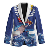 Hawaiian Sea Animals Blazer Whales Shark and Turtle Guardians with Tribal Pattern