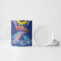 Hawaiian Sea Animals Ceramic Mug Whales Shark and Turtle Guardians with Tribal Pattern