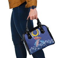 Hawaiian Sea Animals Shoulder Handbag Whales Shark and Turtle Guardians with Tribal Pattern