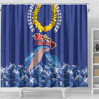 Hawaiian Sea Animals Shower Curtain Whales Shark and Turtle Guardians with Tribal Pattern