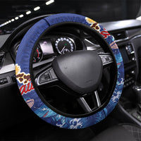 Hawaiian Sea Animals Steering Wheel Cover Whales Shark and Turtle Guardians with Tribal Pattern