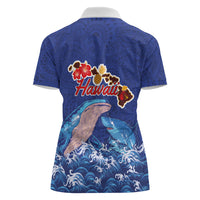 Hawaiian Sea Animals Women Polo Shirt Whales Shark and Turtle Guardians with Tribal Pattern