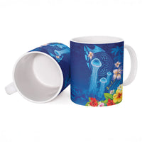 Fiji Jellyfish Ceramic Mug Tapa Patterns and Hibiscus Sea Vibe