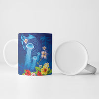 Fiji Jellyfish Ceramic Mug Tapa Patterns and Hibiscus Sea Vibe