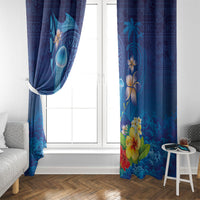 Fiji Jellyfish Window Curtain Tapa Patterns and Hibiscus Sea Vibe
