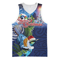 New Zealand Merry Christmas Basketball Jersey Maori Tribal Pattern with Xmas Tui Bird