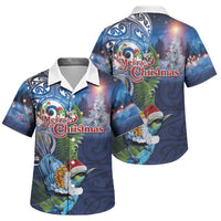 New Zealand Merry Christmas Family Matching Long Sleeve Bodycon Dress and Hawaiian Shirt Maori Tribal Pattern with Xmas Tui Bird LT03 Son's Shirt Multicolor - Polynesian Pride