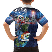 New Zealand Merry Christmas Family Matching Mermaid Dress and Hawaiian Shirt Maori Tribal Pattern with Xmas Tui Bird LT03 - Polynesian Pride