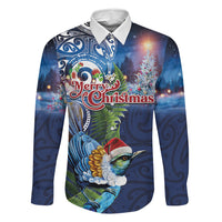 New Zealand Merry Christmas Family Matching Mermaid Dress and Hawaiian Shirt Maori Tribal Pattern with Xmas Tui Bird LT03 Daughter's Dress Multicolor - Polynesian Pride