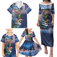 New Zealand Merry Christmas Family Matching Puletasi and Hawaiian Shirt Maori Tribal Pattern with Xmas Tui Bird LT03 - Polynesian Pride