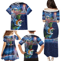 New Zealand Merry Christmas Family Matching Puletasi and Hawaiian Shirt Maori Tribal Pattern with Xmas Tui Bird LT03 - Polynesian Pride