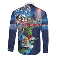 New Zealand Merry Christmas Family Matching Short Sleeve Bodycon Dress and Hawaiian Shirt Maori Tribal Pattern with Xmas Tui Bird LT03 - Polynesian Pride