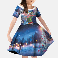New Zealand Merry Christmas Family Matching Summer Maxi Dress and Hawaiian Shirt Maori Tribal Pattern with Xmas Tui Bird LT03 Daughter's Dress Multicolor - Polynesian Pride